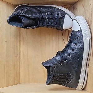 Converse All Star Chuck Taylor Black Leather Zipper Women's US